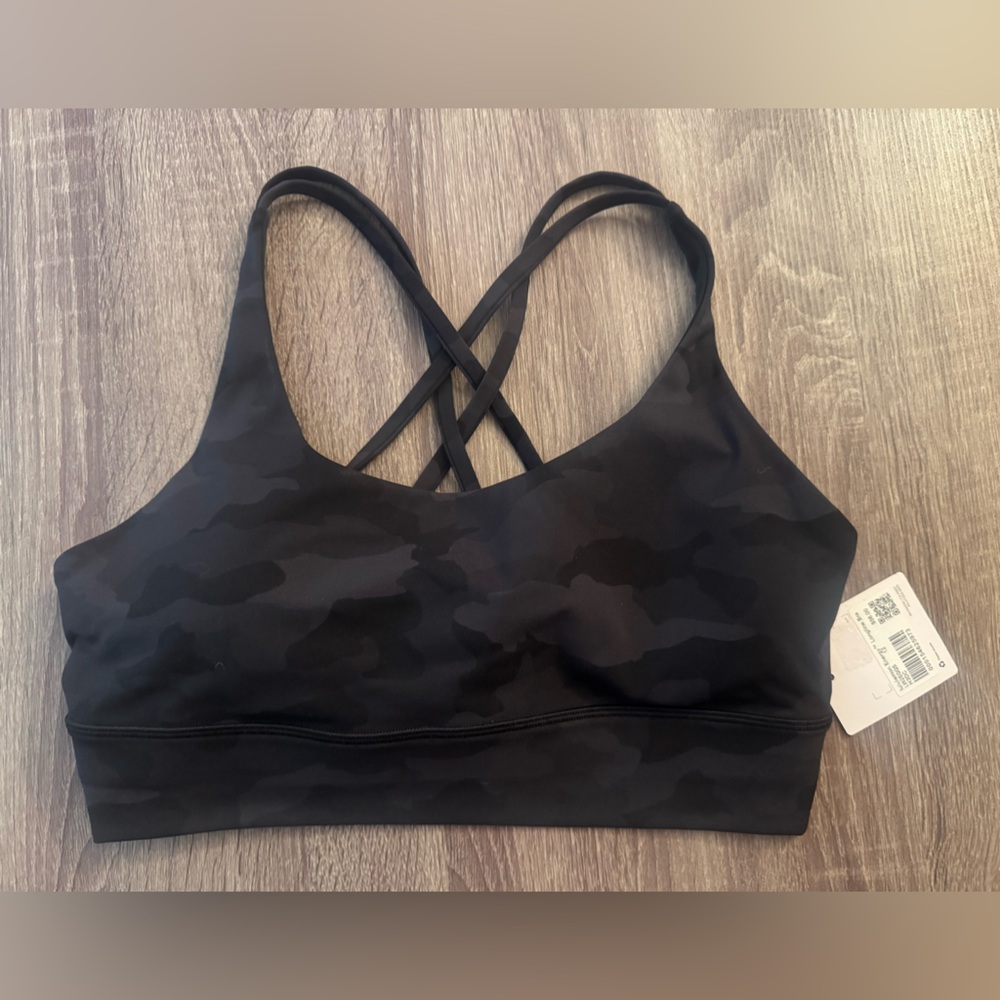 Lululemon Black Camouflage Energy Longline Sports Bra. Size 12. - Picture 14 of 15